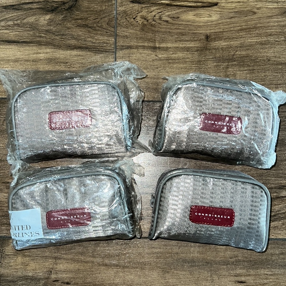 4 Vintage United Airlines Connoisseur Amenity Kit Travel Bag Pouch Toiletry Lot